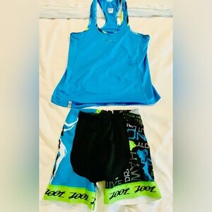 Alo Blue Tank Top and Graphic Shorts Set
